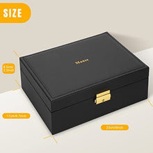 Load image into Gallery viewer, Jewelry Box for Women Girls Gift, Portable Travel Jewelry Organizer 2 Layer with Removable Tray, Premium PU Leather, Built-in Lock、Mirror &amp; Key, Holder Ring Necklace Earrings More (Black)
