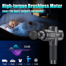 Load image into Gallery viewer, Muscle Massage Gun Deep Tissue Percussion Massager - Handheld Electric Body Massagers Sports Drill for Athletes Pain Relief&amp;Relax, Super Quiet Brushless Motor Cordless,20 Speed Level, Wattne W2 Black

