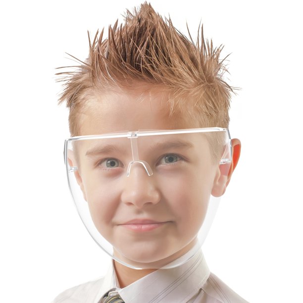 Kids Face Shield 2 pcs, Reusable Transparent Anti-Fog Visor Full Face Safety