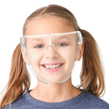 Load image into Gallery viewer, Safety Face Shields for Kids with Glasses Frames (Pack of 2) - Ultra Clear Protective Full Face Shields to Protect Eyes, Nose, Mouth - Anti-Fog PET Plastic, Goggles - Sanitary Droplet Splash Guard
